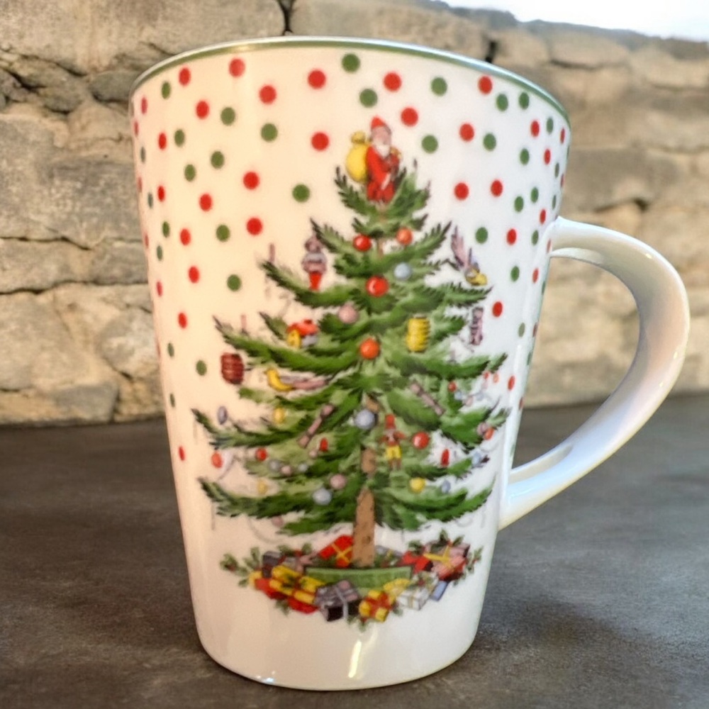 Spode Christmas Tree Polka Dot Mug Holiday Coffee Cup‎ England